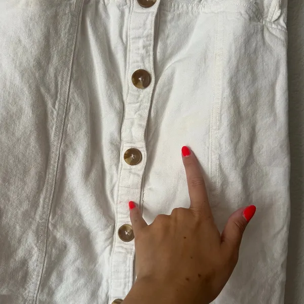Pilcro Anthropologie Ruffled Scoop Neck Button Down Linen Midi Dress 2 - Image 5