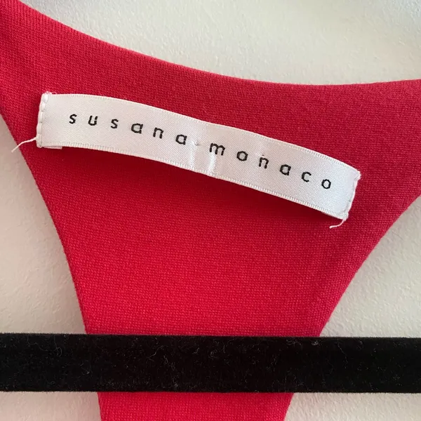Susana Monaco Red Scoop Neck Racerback Mini Dress With Shelf-Bra Size XS - Image 3