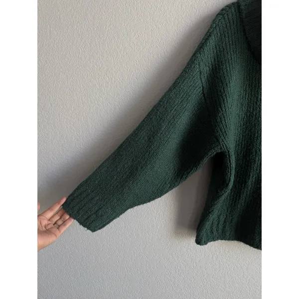 Anthropologie Pilcro Chunky Green Cowl Neck Sweater Oversized Slouchy Cozy Small - Image 9
