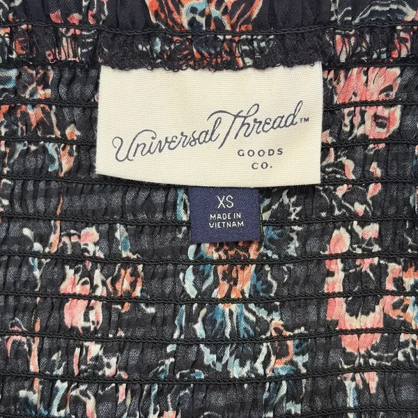 Universal Threads Floral Smocked Tiered Maxi Dress Black Pink Blue Cottagecore XS - Image 6