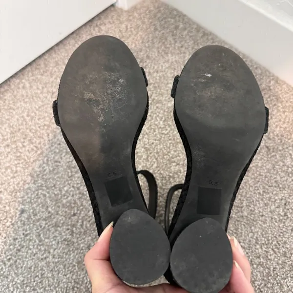 Jeffrey Campbell Laura Heels Size 6.5 Black Croc Ankle Strap Sandal Classic Chic - Image 8