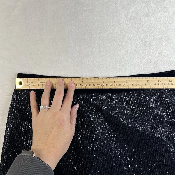 Free People Sz 10 Wild Child Sequined Mini Skirt‎ Navy Blue Cocktail Party - Image 12
