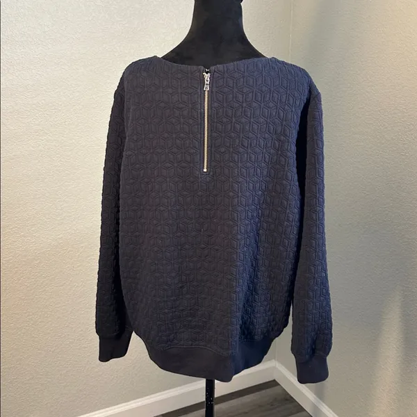 GAP Dark Blue Quilted Zip-Up Sweater - Image 6