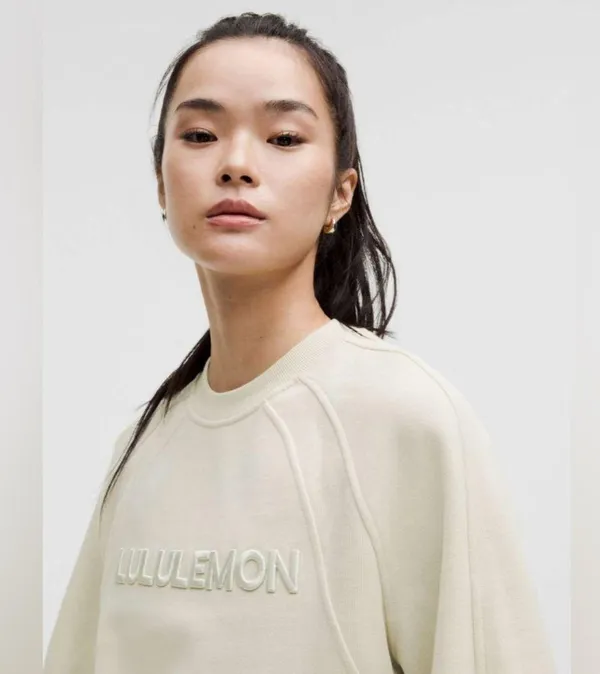 Lululemon NWT Scuba Oversized Pullover Wordmark Crewneck Bone Color Size M L - Image 3
