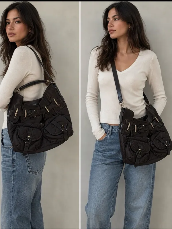 BURBERRY | Quilted Brown Bromely Hobo Large Bag - Image 2