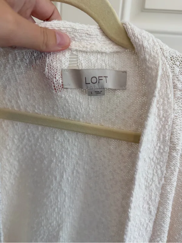 LOFT Cream Textured Bouclé Open Cardigan | J.Crew Cream Textured Button Front - Image 4