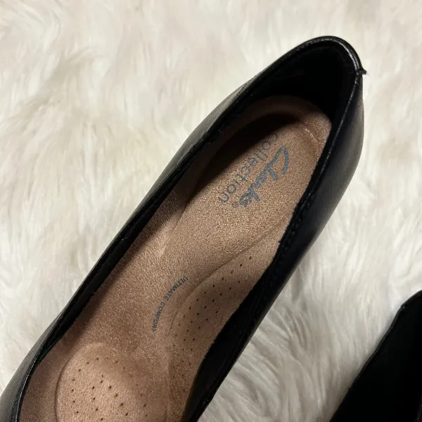 Clarks Bayla Skip Slip-On Platform Dress Pumps Black‎ Leather Block Heel Shoe 9M - Image 11