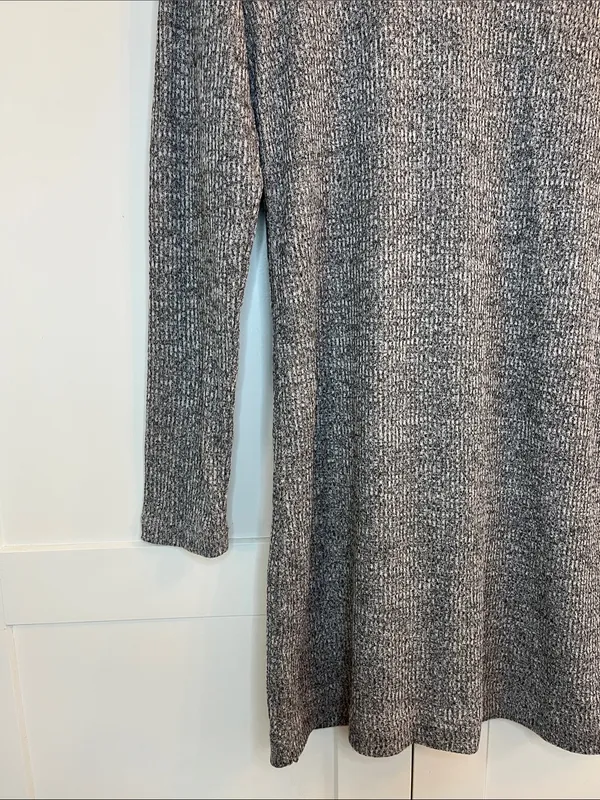 Lou & Gray Heathered Gray Ribbed Turtle Neck Long Sleeve Dress - Size Medium - Image 4