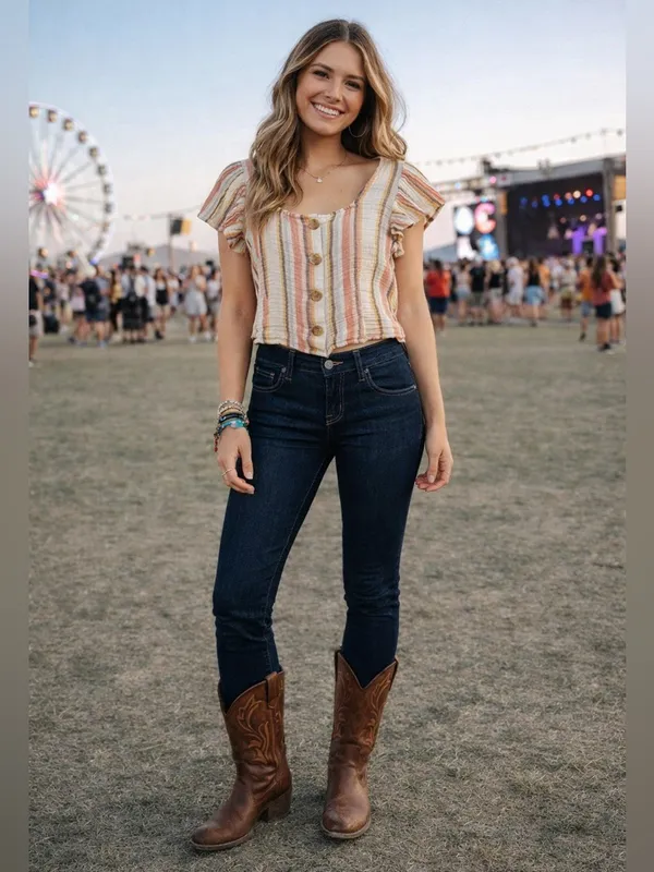 Vans Jeans Womens 3/26 Stretch Low Rise Western Cowgirl Country Rodeo Coquette - Image 6