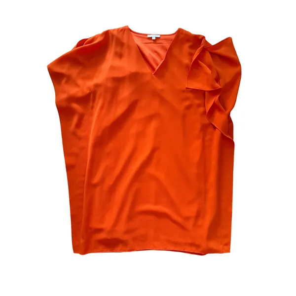 Jade Melody Tam Orange V-Neck Swing Dress Size S Clemson Orange Ruffle Sleeve - Image 6