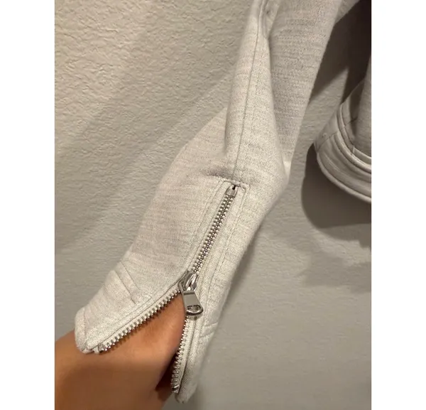 ZARA Plush Jersey Motorcycle Zipper Grey Biker Jacket - Image 3