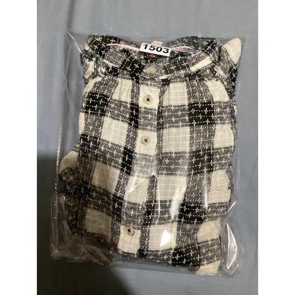 Pilcro Anthropologie Black White Plaid Viscose Wool Blend Button Down Blouse S - Image 9
