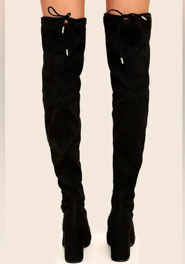 Steve Madden Norri Suede Over-the-Knee Boots, Black, Size 6, EUC - Image 4