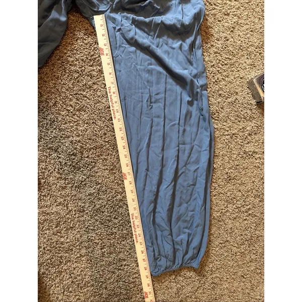 Earthbound Trading Company Boho Style Smocked Jumpsuit Slate Blue Size Small - Image 6