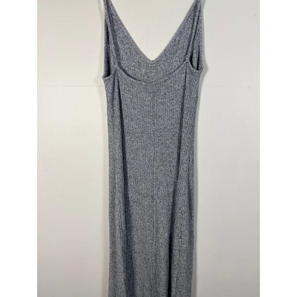 Brandy Melville Midi Dress Womens One Size Grey Excellent Ribbed‎ Knit V-Neck - Image 8
