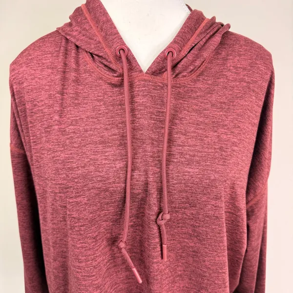 Athleta Uptempo Burgundy Heather Space Dye Cropped Active Hoodie Size Small - Image 5