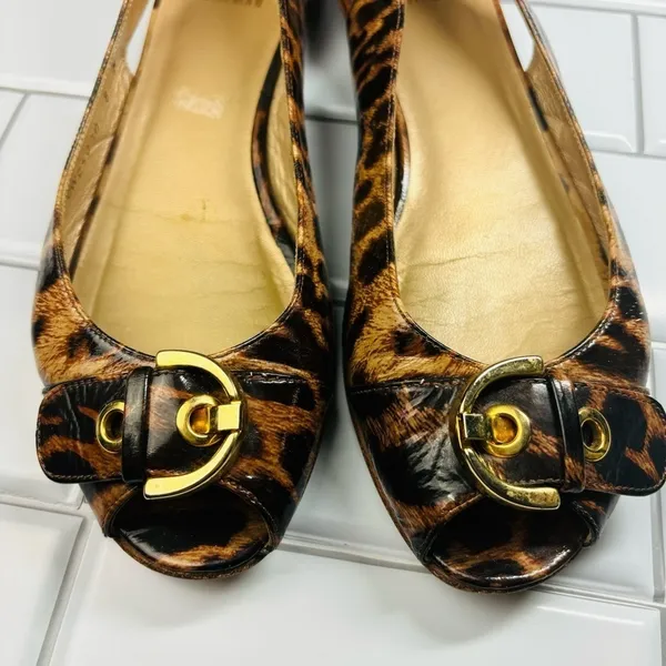 Stuart weitzman chitchat leopard printed‎ ballets flats open toe 8M - Image 5
