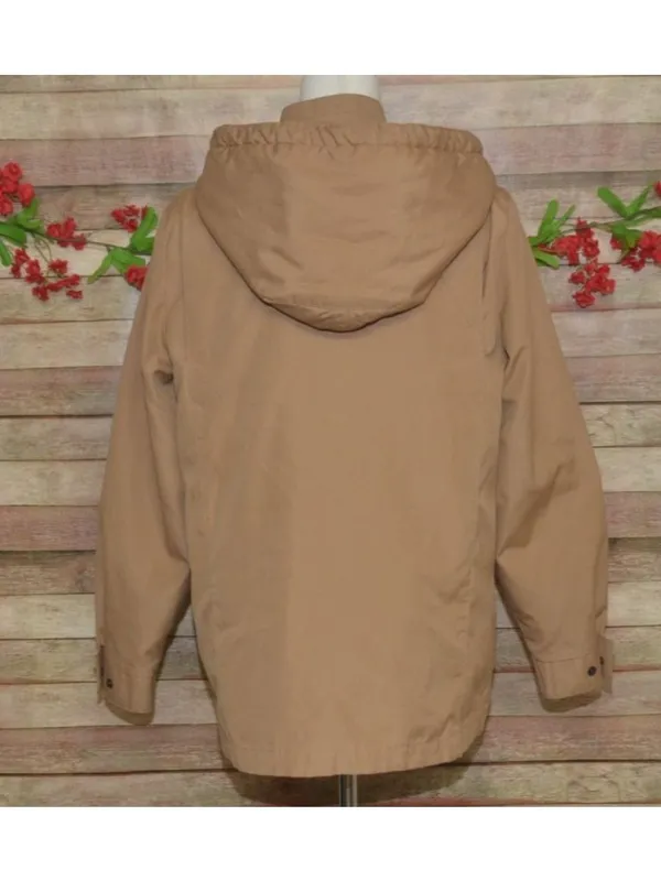 VTG London Fog Jacket Womens 10 Tan Brown Hooded Rain Coat Weatherwear Zip Liner - Image 8