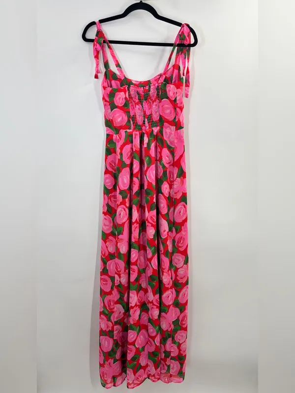 Show Me Your MuMu Willow Pink Floral Tie-Shoulder Corset Maxi Dress - Image 6