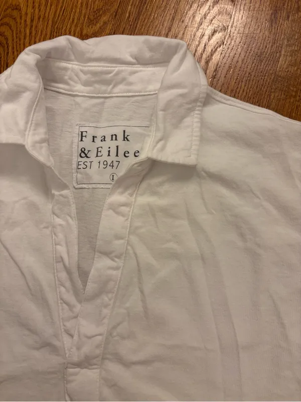 Frank & Eileen Popover Henley Crisp White Cotton | L | Designer Preppy - Image 3