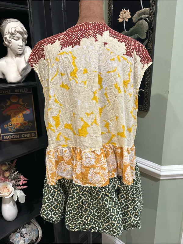 Free People “Gotta Have You” Tiered Tunic Top Multicolor Marigold Floral Print - Image 7