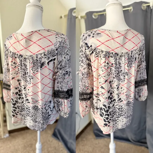 Anthropologie Mathilda Embroidered Leopard Print Blouse Womens XS Maximalist - Image 2