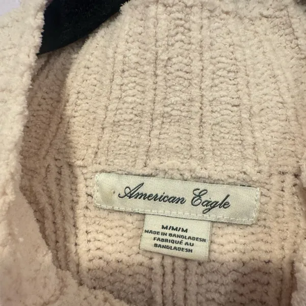 American eagle knit chenille cream mock neck long sleeve crop‎ sweater - Image 2