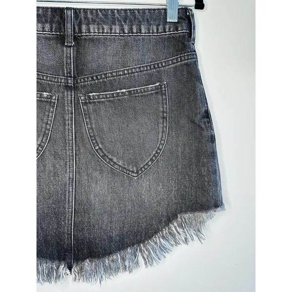 We‎ The Free People Black Denim Mini Skirt 25 Frayed Hem Rocker Festival Revival - Image 9