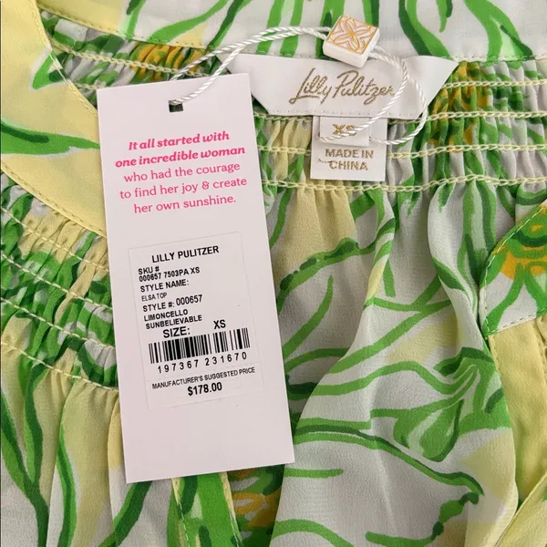 New Lilly Pulitzer Elsa Top Long Sleeve Top Limoncello Sunbelievable Women's XS - Image 4