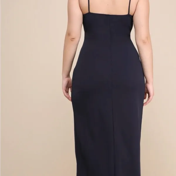 Lulu's Elegant Navy Wrap Maxi Dress - Image 4