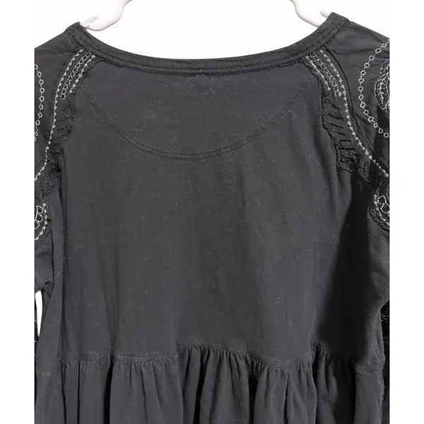 Free People‎ Penny Embroidered Peplum Top Black Women's Size XS - Image 4