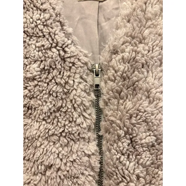Free People We The Free Lilac Purple/Gray Teddy Faux Fur Vest Pocket Oversized S - Image 4