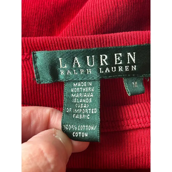 Ralph Lauren red long sleeve tee shirt medium preppy holiday - Image 4