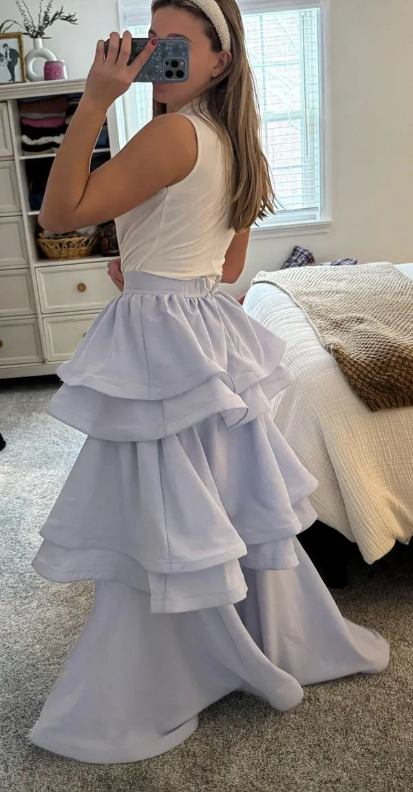Boutique Teagan Tiered Blue Maxi Skirt - Image 3