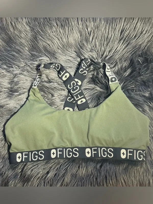 Figs 300 Performance Underscrub Olive Green Logo-Strap Sports Bra XL - Image 3