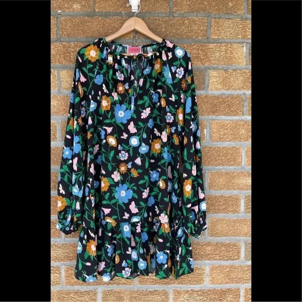 KATE SPADE NEW YORK KATE SPADE Floral Garden Tulip Dress In Black LARGE - Image 3