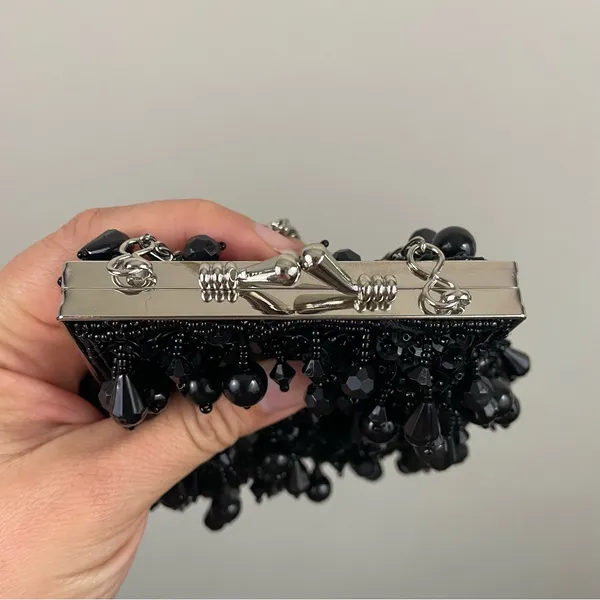 MENBUR Black Beaded Cocktail‎ Mini Hand Bag VTG - Image 7