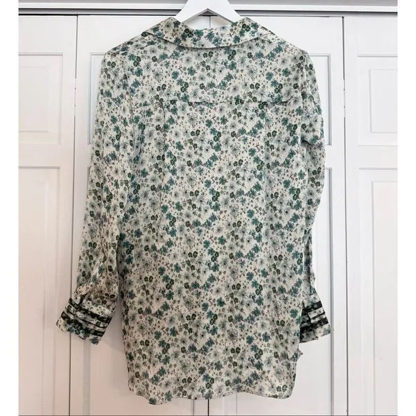 Zara basics floral long sleeve satin BB button down xsmall - Image 4