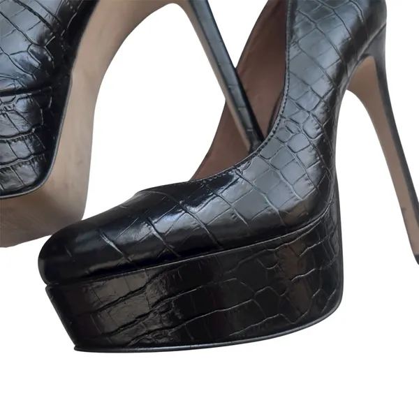 Steve Madden Black Croc Leather Stiletto Heel Shoe Size 7.5 - Image 5