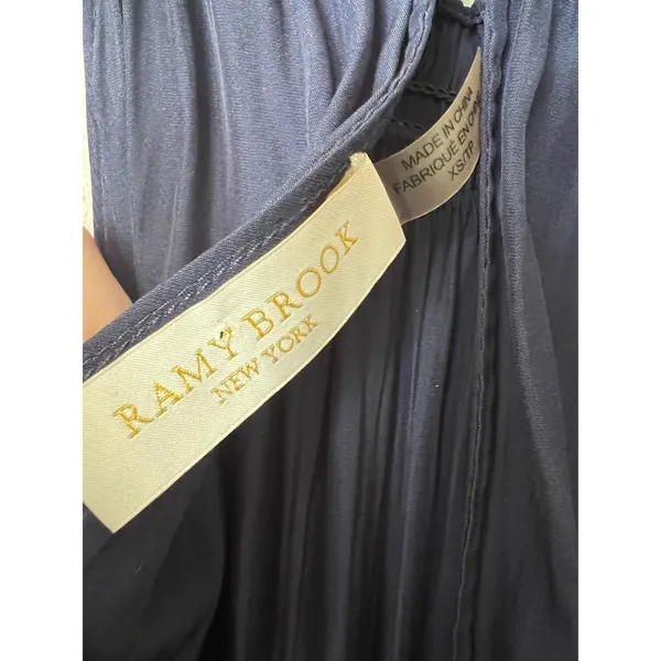Ramy Brook‎ Perla Halter-Neck Smocked Dress Size XS Navy Tiered Mini Cocktail - Image 6