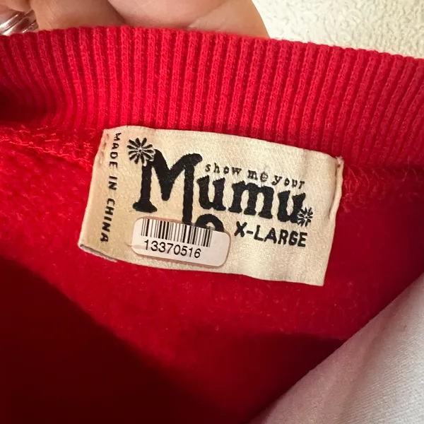 Show Me Your Mumu SMYM Cole Sweater Merry Merry Graphic distressed red X-LARGE - Image 4