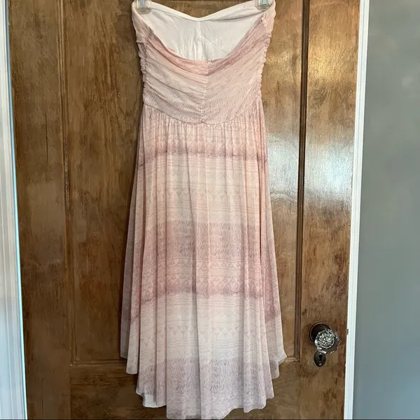 Free People strapless gray and pink high low lined dress. Size SP - Image 4