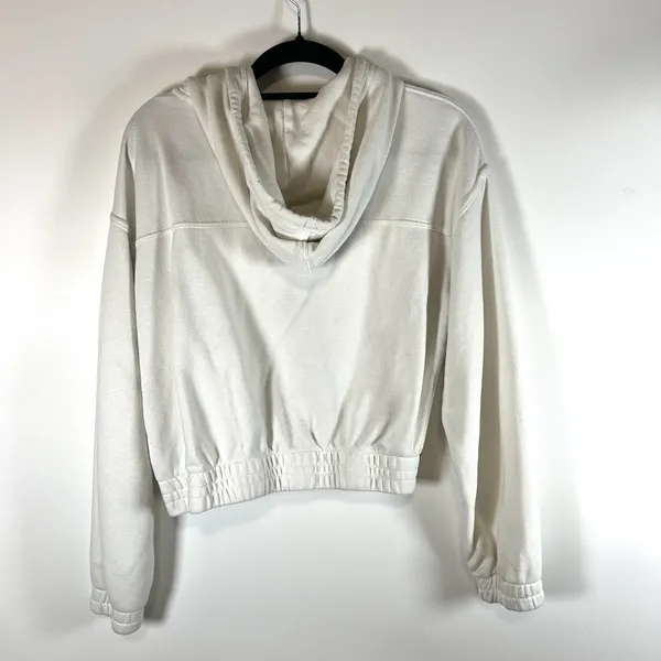 Aerie Womens Cropped Hoodie Sweatshirt Full Zip Pockets Size Medium White‎ - Image 7