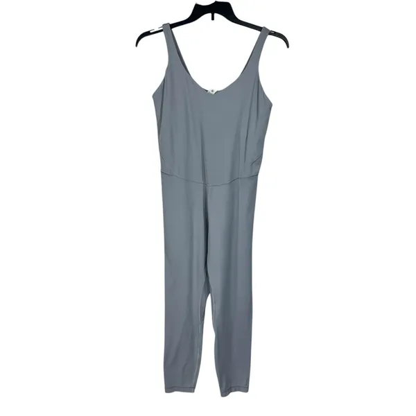 Lululemon SZ 14 Align Bodysuit 25" Shelf Bra Wicking Stretch Capris Rhino Gray - Image 3