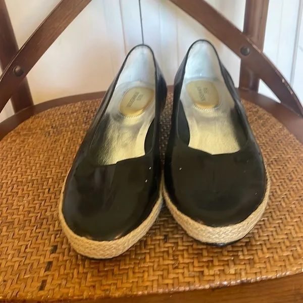 Ros Hommerson Envy black leather espadeille wedge heel 9 - Image 5