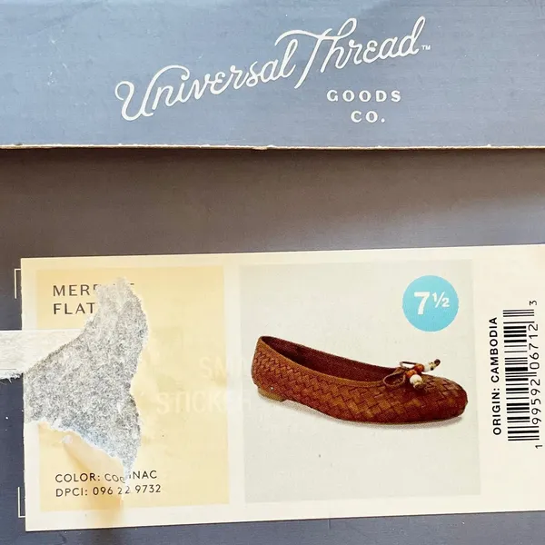 Universal Thread Merritt Woven Ballet Flats Cognac Brown Beaded Bow Size 7.5 - Image 7