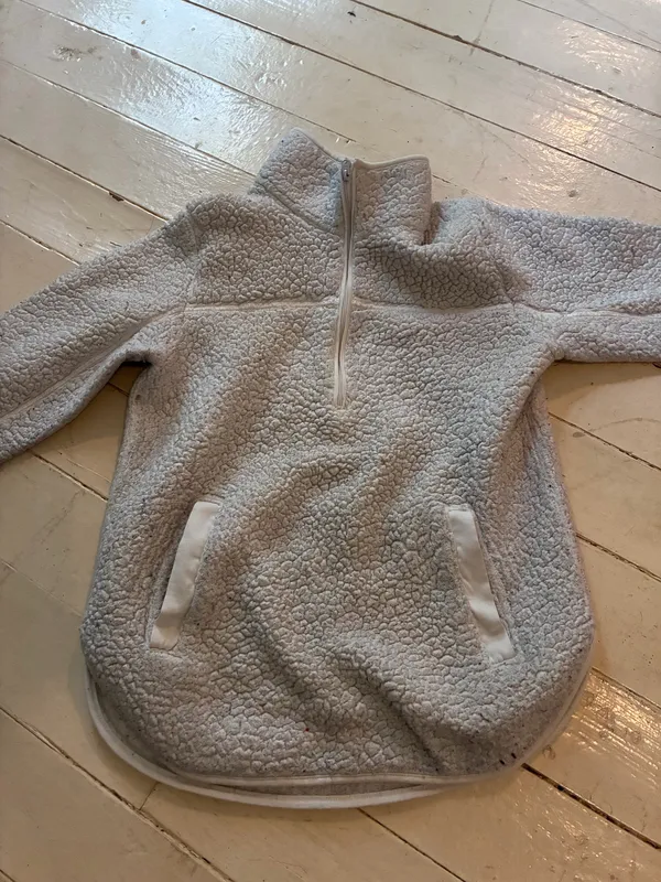 Abercrombie & Fitch Soft A&F White CreM Quarter Zip Faux Fur Sherpa Size XS - Image 2