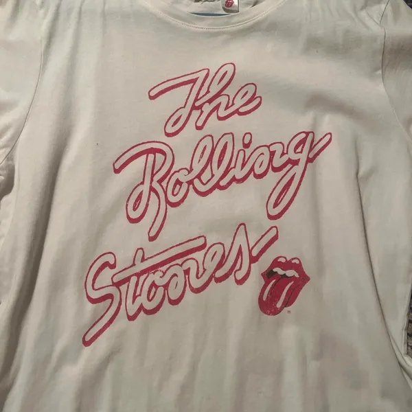 White and red Rolling Stones cotton t-shirt #rockband Size M Got at H&M - Image 2