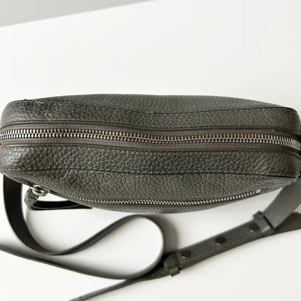 AllSaints Captain Crossbody Bag 100% Cow Leather Grey Small Adjustable Strap - Image 3