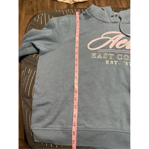 Women’s Aeropostale Blue Hooded Sweatshirt with Pink Script Logo size XL - Image 7